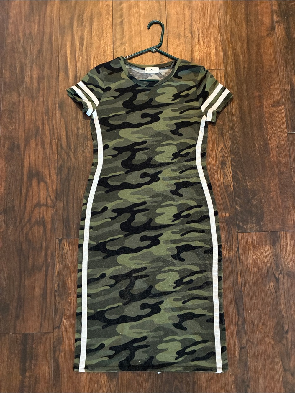 Camo Print Maxi-Dress with White Stripe